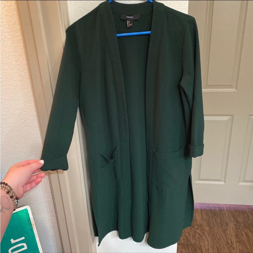 Long Cardigan Blazer Forest Green